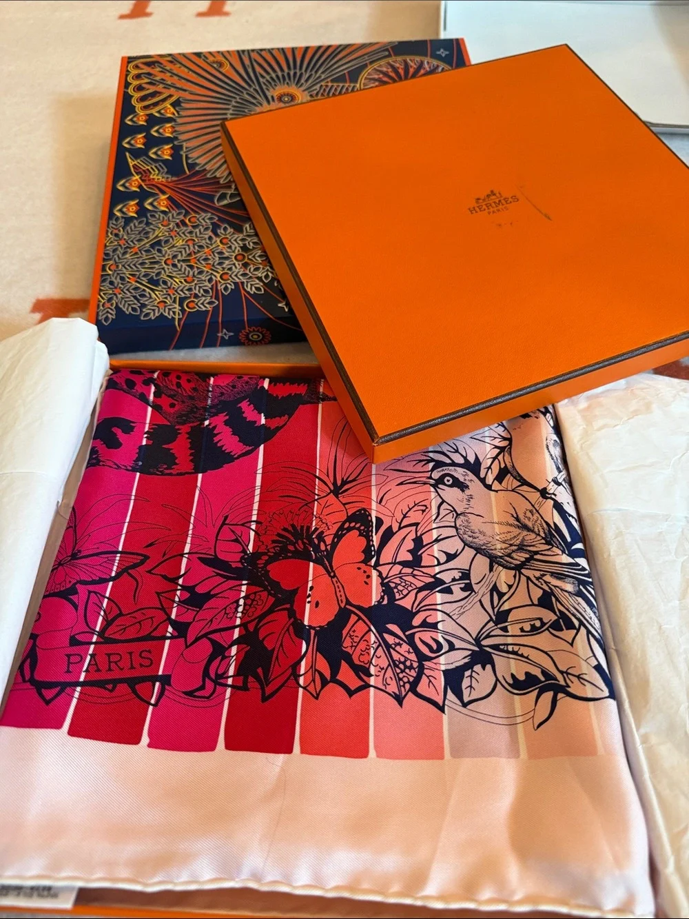 HERMES Jungle Love Rainbow Scarf,New with Receipt & 3 Boxes Robert Dallet Design